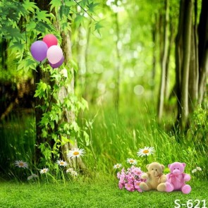 Nature Photography Backdrops Green Jungle Toy Doll Balloon Background