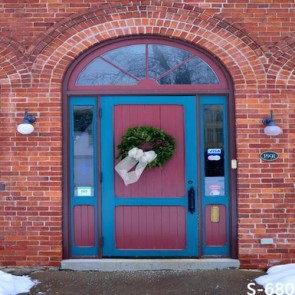 Door Window Photography Backdrops Blue Door Brick Wall Background For Christmas
