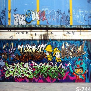 Graffiti Photography Backdrops Cartoon Graffiti Blue Wall Background For Photo Studio