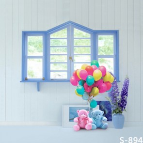 Door Window Photography Backdrops White Wall Light Blue Window Balloon Background
