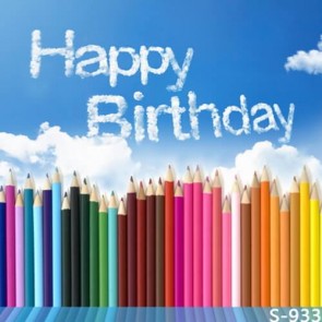 Birthday Photography Backdrops Pencil Blue Sky White Clouds Background