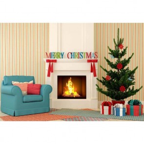 Christmas Photography Backdrops White Fireplace Closet Christmas Tree Background