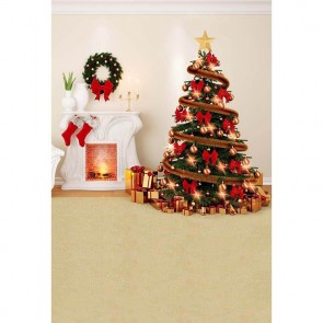 Christmas Photography Backdrops Christmas Tree White Fireplace Closet Background