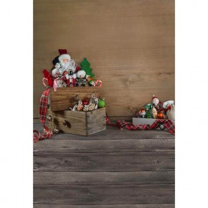 Christmas Photography Backdrops Santa Claus Brown Wood Wall Storage Boxes Background