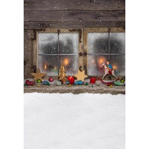Christmas Photography Backdrops Christmas Decoration Snow Window Wood Wall Background