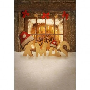 Christmas Photography Backdrops Christmas Hat Snow Windows Background For Photo Studio