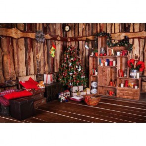 Christmas Photography Backdrops House Shelf Christmas Tree Wooden Storage Boxes Background