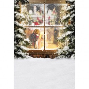 Christmas Photography Backdrops Cat Snow Christmas Window Background For Children