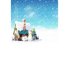 Christmas Photography Backdrops Cartoon House Snow Blue Sky Background For Children
