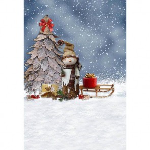 Christmas Photography Backdrops Snowman Snow Christmas Tree Sled Background
