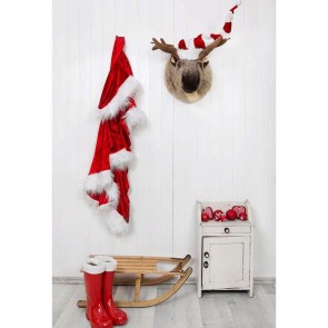 Christmas Photography Backdrops Santa Claus White Wood Wall Costume Background