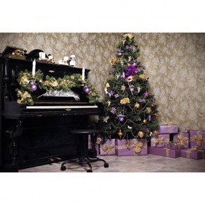 Christmas Photography Backdrops Piano Christmas Tree Purple Gift Box Background