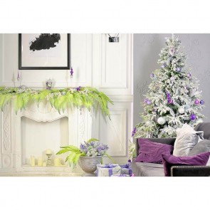 Christmas Photography Backdrops White Fireplace Closet Lavender Christmas Tree Background
