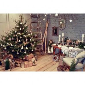 Christmas Photography Backdrops Ladder Storage Room Christmas Tree Background