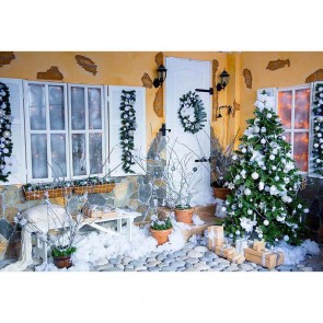 Christmas Photography Backdrops White Windows Grunge Dilapidated Christmas Tree Background