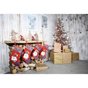 Christmas Photography Backdrops Christmas Tree Christmas Socks Wooden House Background