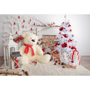 Christmas Photography Backdrops Christmas Tree Milk Color Bear Dolls White Background