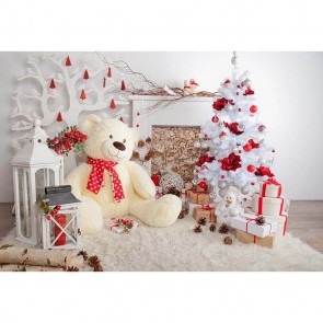 Christmas Photography Backdrops Christmas Tree Milk Color Bear Dolls White Background