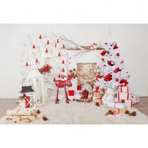 Christmas Photography Backdrops Gift Box White Christmas Tree Carpet Background