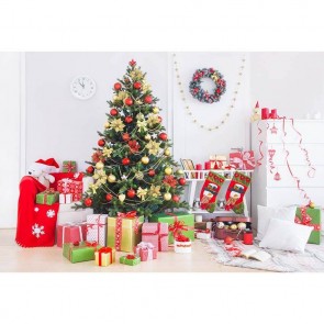 Christmas Photography Backdrops Gift Box Christmas Socks Hat Christmas Tree Background