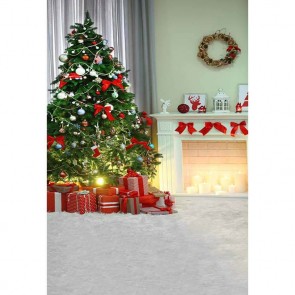 Christmas Photography Backdrops Christmas Tree Fireplace Closet Gift Box White Carpet Background