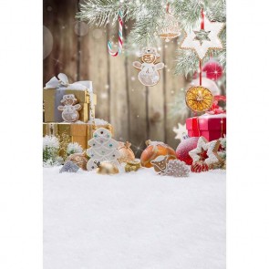 Christmas Photography Backdrops Decorative Pendant Wood Wall Snow Background