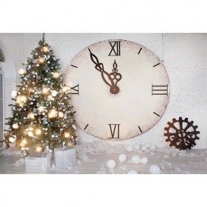 Christmas Photography Backdrops Christmas Tree Clock White Brick Wall White Balloon Background