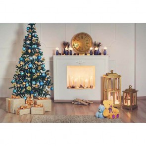 Christmas Photography Backdrops White Fireplace Closet White Candles Christmas Tree Background