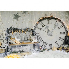 Christmas Photography Backdrops Clock Star Pendant Grey Wood Wall Background For Photo Studio