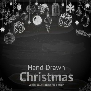 Christmas Photography Backdrops Hand Drawn Christmas Elements Blackboard Background