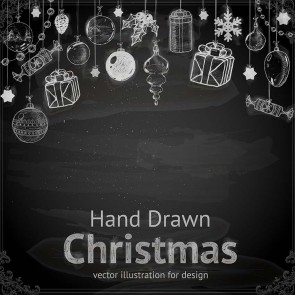 Christmas Photography Backdrops Hand Drawn Christmas Elements Blackboard Background