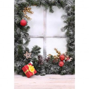 Christmas Photography Backdrops White Windows Christmas Leaves Background For Photo Studio