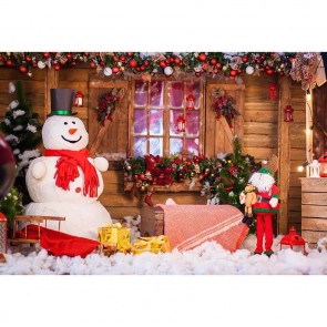 Christmas Photography Backdrops Snowman Dolls Snow Huts Santa Claus Background