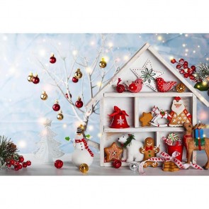 Christmas Photography Backdrops Christmas Light Ball Snowman Toys Dolls Christmas Holly Background