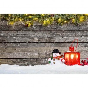 Christmas Photography Backdrops Brown Wood Wall Snowman Red Hand Light Background