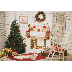 Christmas Photography Backdrops Christmas Tree Fireplace Closet Christmas Wreath Background