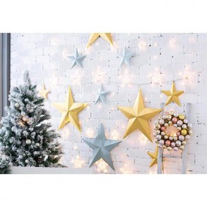 Christmas Photography Backdrops Christmas Tree Stars White Brick Wall Background