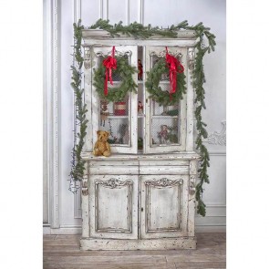 Christmas Photography Backdrops White Door Christmas Cabinet Background For Photo Studio