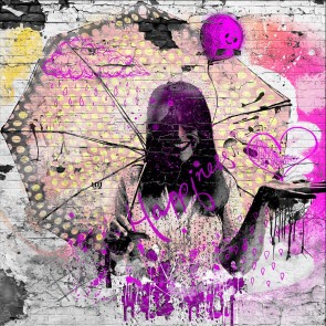 Graffiti Photography Background Girl Umbrella Backdrops
