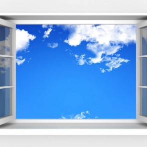 White Windows Blue Sky White Clouds Photography Background Abstract Backdrops