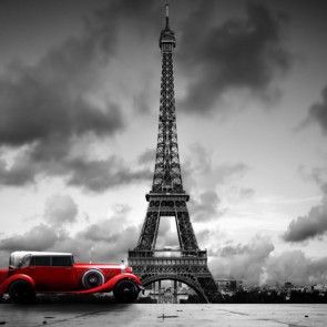 Eiffel Tower Red Car Abstract Photography Background Backdrops