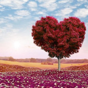 Red Love Tree Flower Prairie Photography Backdrops Abstract Background