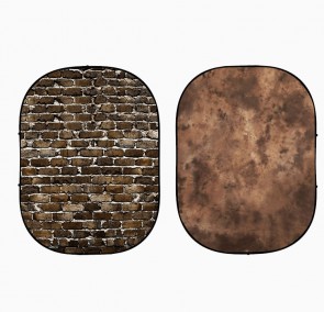 5 x 6.5ft/1.5 x 2m Brick Wall & Twilight Brown Double Sided Collapsible Backdrop