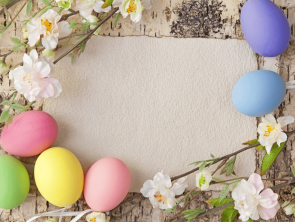 White Flowers Photography Background Easter Eggs Backdrops