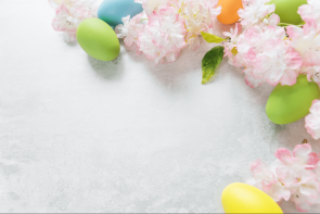 Photography Background Pink White Flowers Green Easter Eggs Backdrops