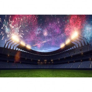 Sport Photography Background Red Fireworks Football Field Backdrops