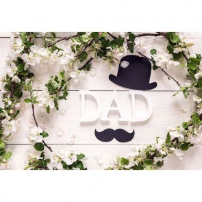 Father's Day Photography Backdrops White Flowers Wood Wall Background