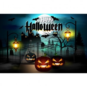 Halloween Photography Background Pumpkin Lantern Cemetery Castle Bat Backdrops