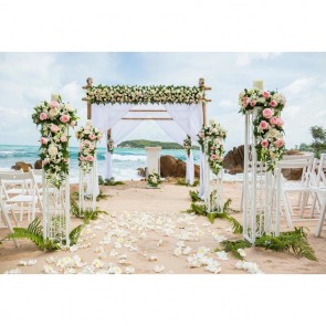 Photography Background Pink White Roses Wedding Sea Backdrops For Party