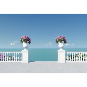 Photography Background Sea Purple Flowers European Balcony Wedding Backdrops For Party